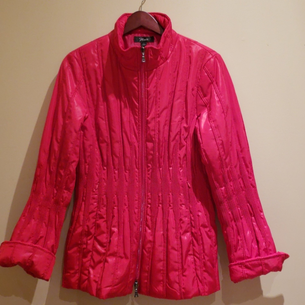 Red Fitted Coat Size Large by Flair